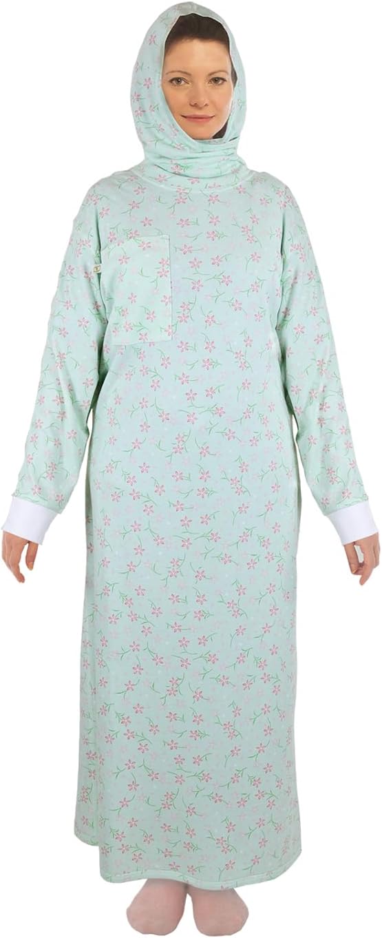 Premium Modesty Hospital Gown for Women with Hijab – Patient Gown with Long Sleeves and Snap Buttons, Standard Size, Soft and Comfortable Fabric, Washable and Reusable, Pack of 1