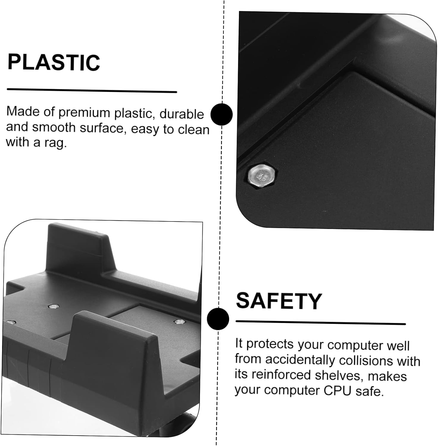 Easy Install CPU Stand Cart Computer Tower Stand Casters Movable Host Rack