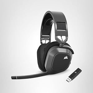 Corsair HS80 MAX Wireless Multiplatform Gaming Headset with Bluetooth Dolby Atmos Broadcast Quality Microphone iCUE Compatible PC, Mac, PS5, PS4, Mobile Steel Gray