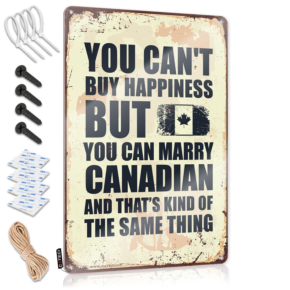 Posters Graduation Waterproof Artwork, Crazy Retro Print For Cafe Pub Autumn | Painting Pre-drilled Custom You Can't Buy Happiness But You Can Marry Canadian(30X40CM)