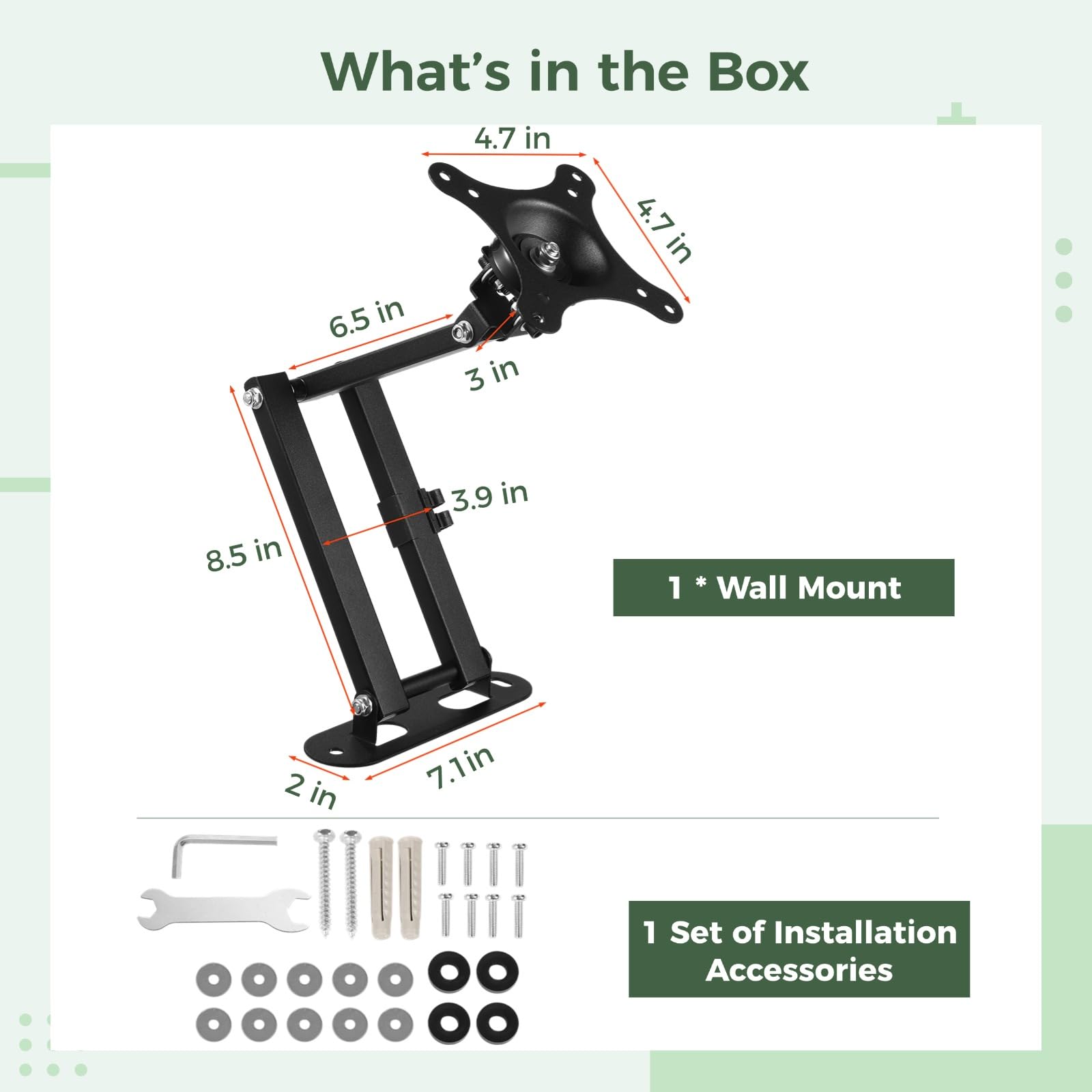 Supporto da parete per Smart Display 15, compatibile con monitor da 15 a 28 pollici, staffa di montaggio regolabile con estensione da 3,5 a 16,5 pollici, rotazione a 360 gradi, inclinazione su e giù