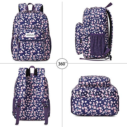 Image of abshoo Womens Floral School Backpack For College Teen Girls Water Resistant Bookbag (Floral Purple)