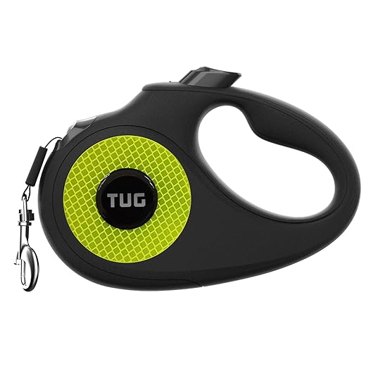 TUG 360° Tangle-Free Reflective Retractable Dog Leash | 16 ft Strong Nylon Tape (Large)