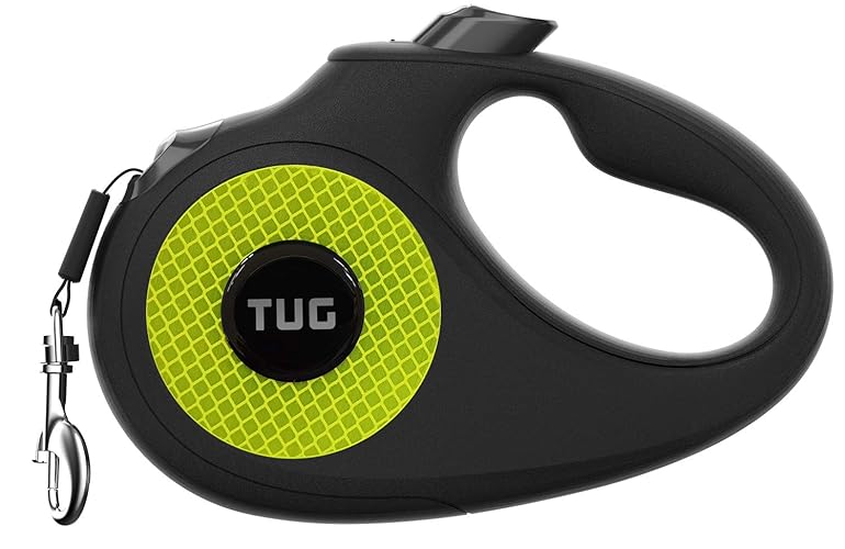 TUG 360° Tangle-Free Reflective Retractable Dog Leash | 16 ft Strong Nylon Tape (Medium)