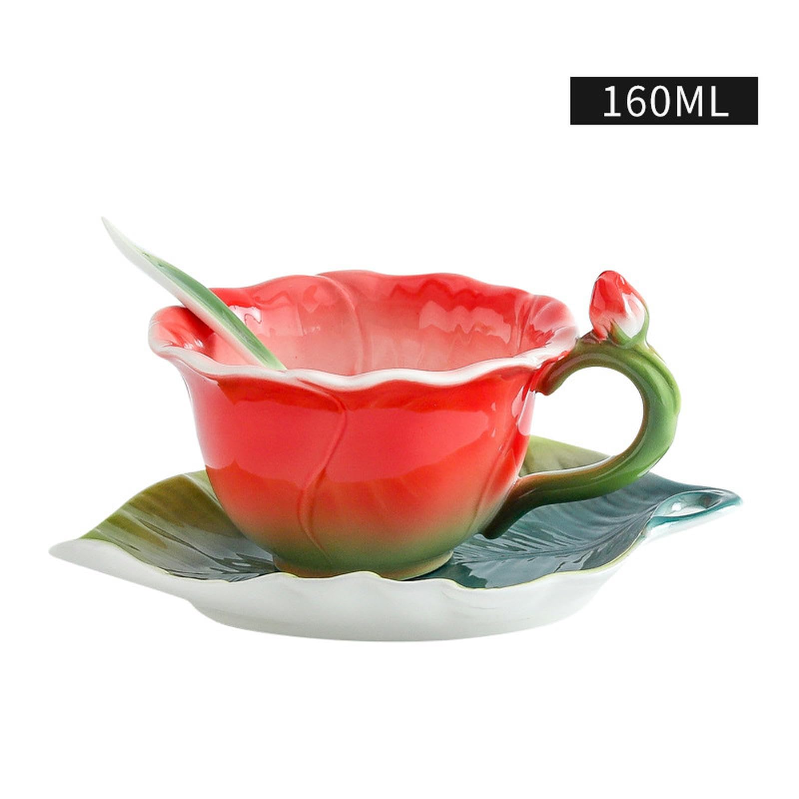 Tazza da caffè in ceramica colorata smaltata, piatto, piatto, set di pentole per ufficio, casa, ristorante, caffetteria, sala da tè, tazza e piatto rosso rosa