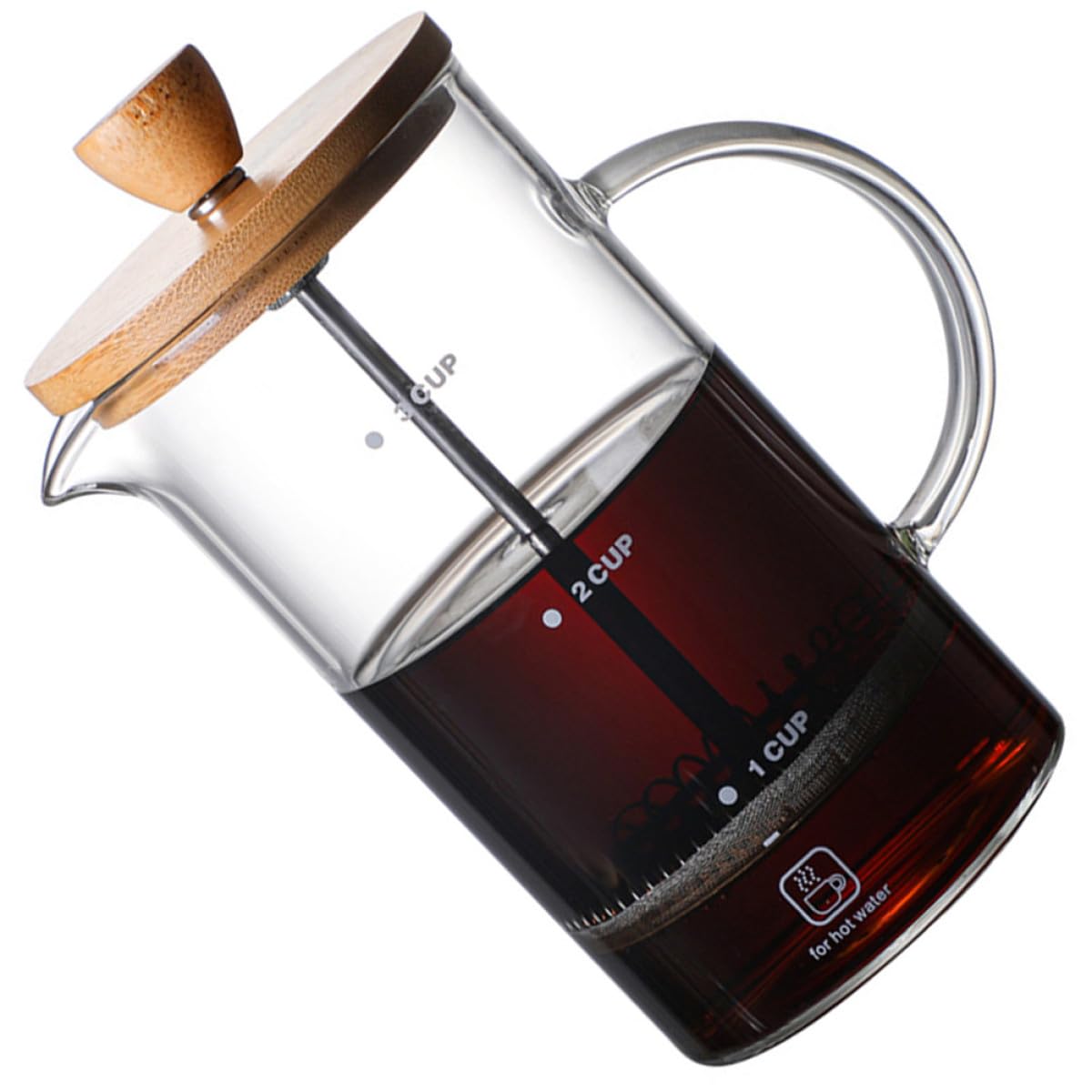 High Borosilicate Glass Coffee Press Pot Manual Reusable Plunger Kettle with Lid Heat Resistant Coffee Maker for Home Office Travel