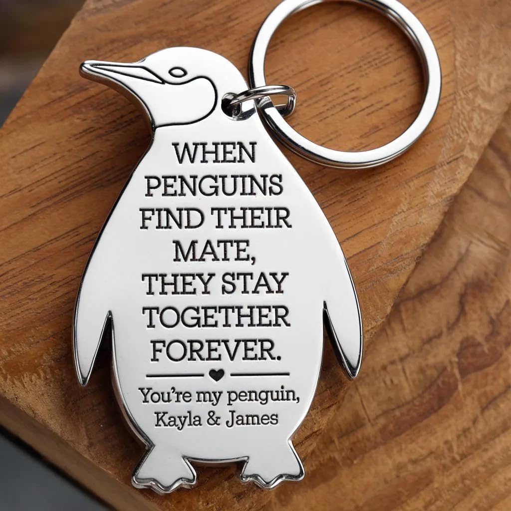 You Are My Penguin Keychain for Couple, Personalized Couples Keychian, Romantic Penguin Lovers Cute Keychain for Husband/Wife - Image 5