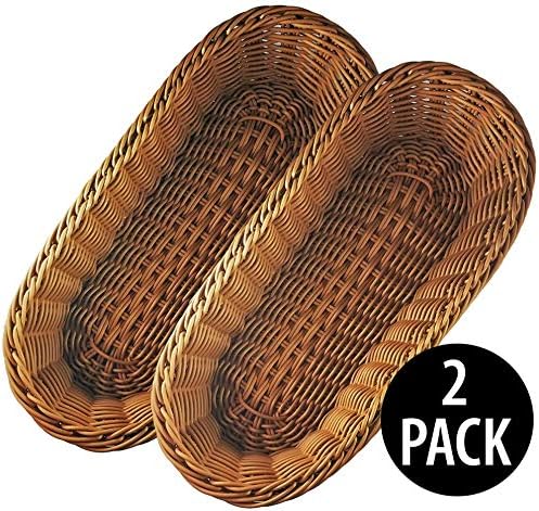 KOVOT Poly-Wicker Bread Basket Set of 2-14.5" Woven Polypropylene