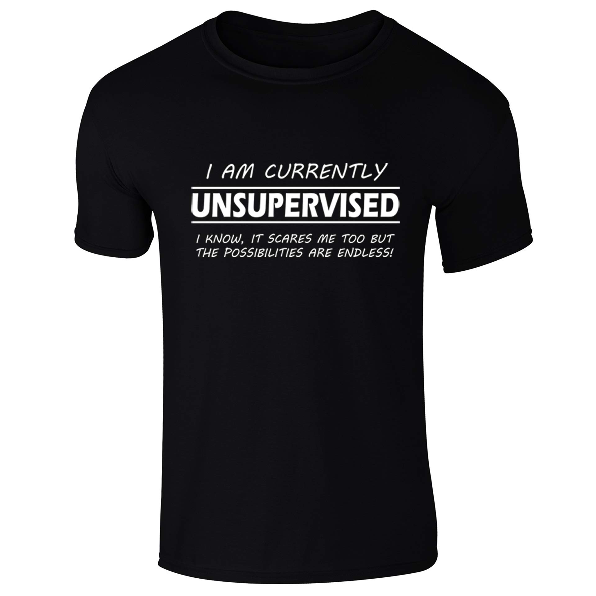 Flip I'm Currently Unsupervised Funny Slogan Womens T-Shirt Black UK 16-18 (Plus Size XL)
