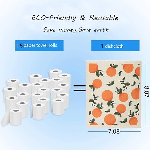 Miniatura 2 de Juego de 4 paños de limpieza reutilizables para cocina, absorbentes y de secado rápido, juego de 4 toallitas sin olor (naranja)