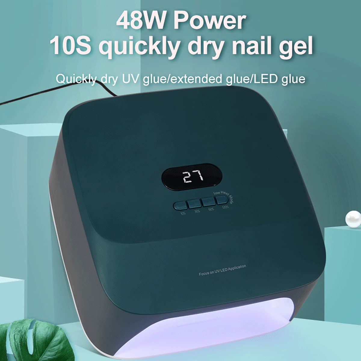Lámpara de uñas UV LED inalámbrica de 48 W con Sensor automático, 4 ajustes de Temporizador, 33 Cuentas LED, luz UV de Gel Recargable para uñas de Manos y pies