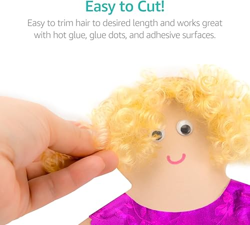 Miniatura 4 de Hygloss Pelo rizado de muñeca de 16 onzas para manualidades, varios colores, pelo sintético de alta calidad para fabricación de muñecas, marionetas