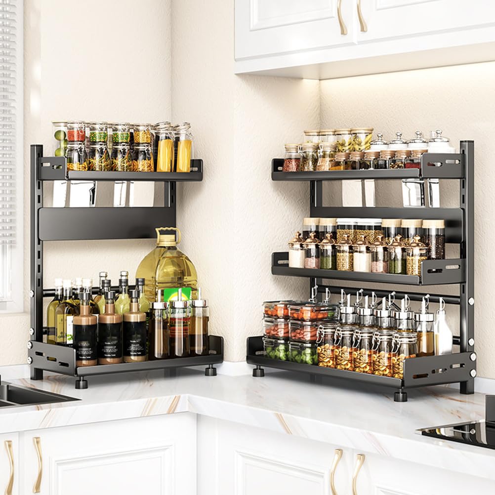 Étagère À Épices À 2 Niveaux For Comptoir Et Armoire, Pots Non Inclus