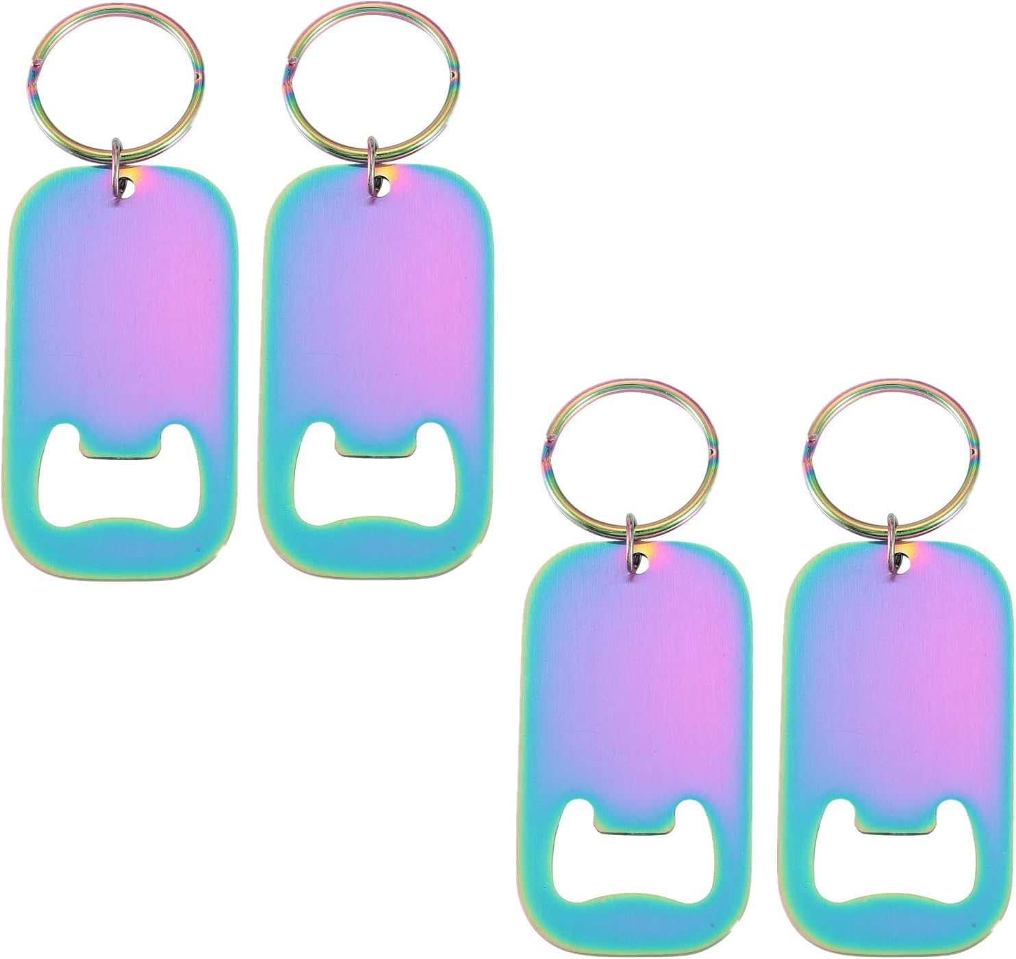 4 PCS Colorful Stainless Steel Bottle Opener Keychains - Portable Flat Design for Easy Use, Ideal for Bartenders, Kitchens, Bars, Restaurants, Banquets & Parties