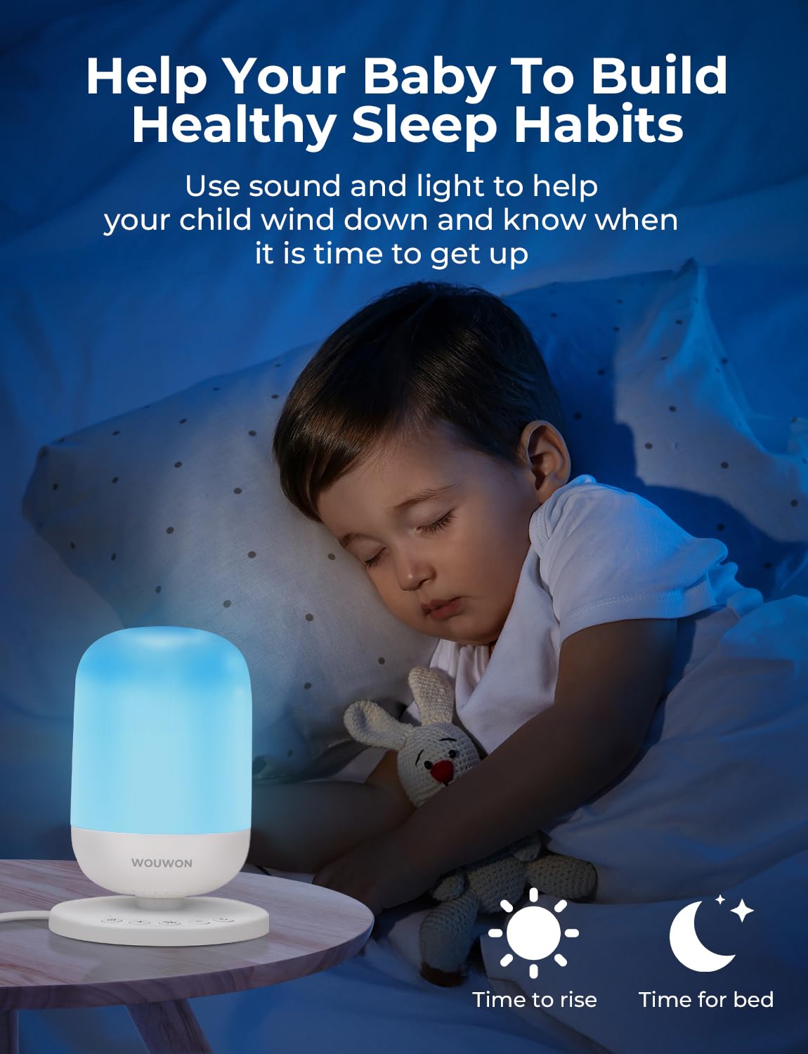 Intelligent Machine à bruit blanc pour sommeil de bébé et adulte avec 34 sons apaisants, Veilleuse douce pour l'alimentation, Réveil programmes et minuterie, Contrôle Tuya Smart APP