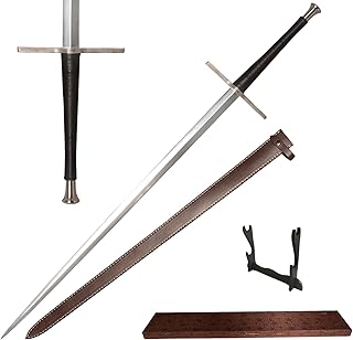 Sponsored Ad - 49"/41.5" Medieval Western King Arthur Sword with Leather Sheath Sharp Full Tang Real,High Carbon Steel Tw...