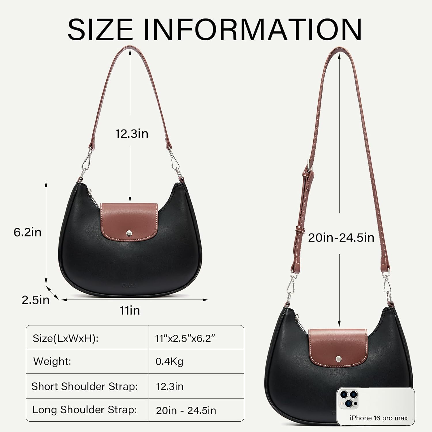 CLUCI Shoulder Bag for Women, RFID Blocking Purse Vegan Leather Hobo Handbags with Adjustable Strap Anti Theft Crossbody Bag - Image 3