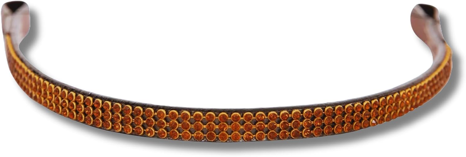 Leather English Bridle Soft Padded Browband Crystals for Horse Bridles Sparkly Bling Diamond Decorated Bling Dressage M 124