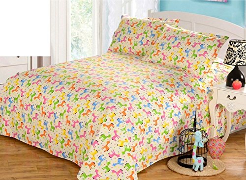 Drap imprimé feuilles de Vichy 150x230cm idéal pour lit simple ou double