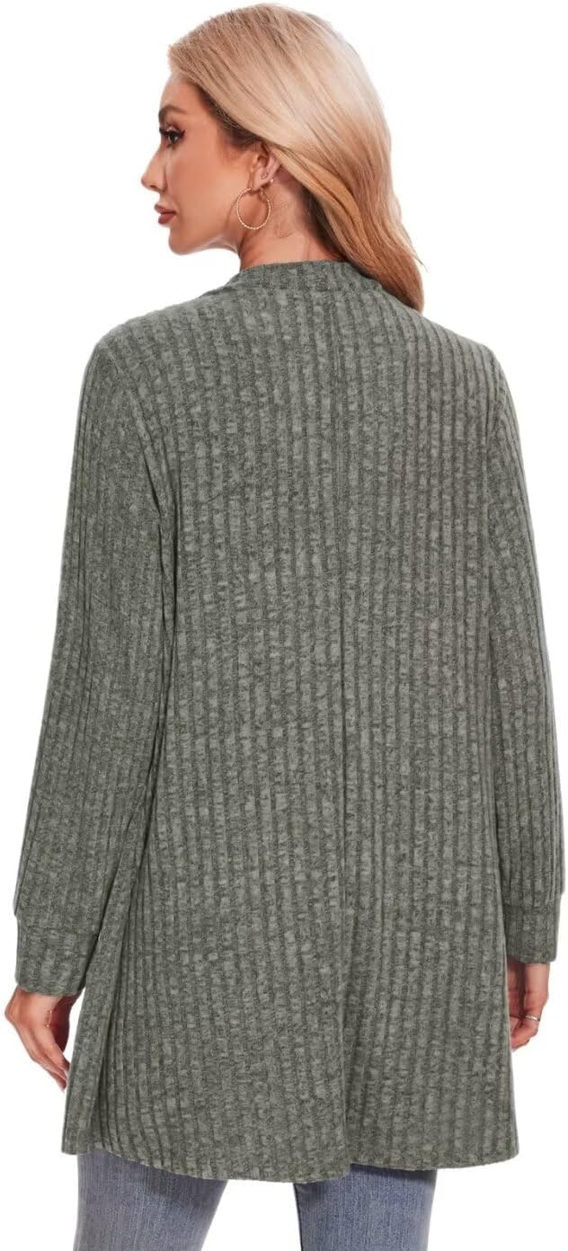 MONNURO Plus Size Cardigan Sweaters for Women Oversized Long Cardigan Open Front Sweaters Outwear with Pockets - Image 2