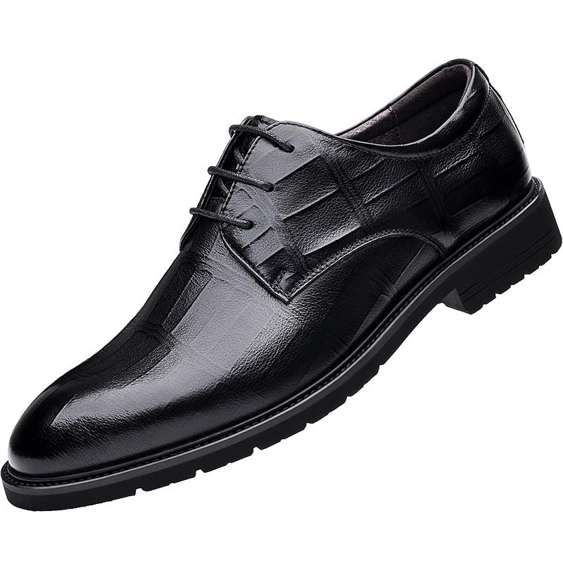 Men's Vintage PU Leather Dress Formal Shoes Patent Leather Oxford Lace Up Pointed Toe Derby Tuxedo Shoes Non Slip Block Heel Oxford Formal Shoes for Men