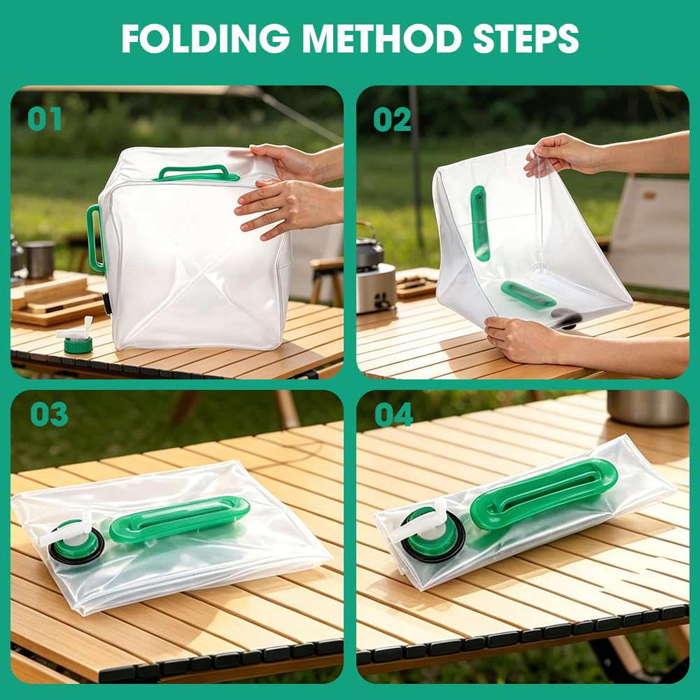Bidon en Plastique 20L avec Robinet, Jerrican Alimentaire sans BPA Pliable pour Camping et Randonnée