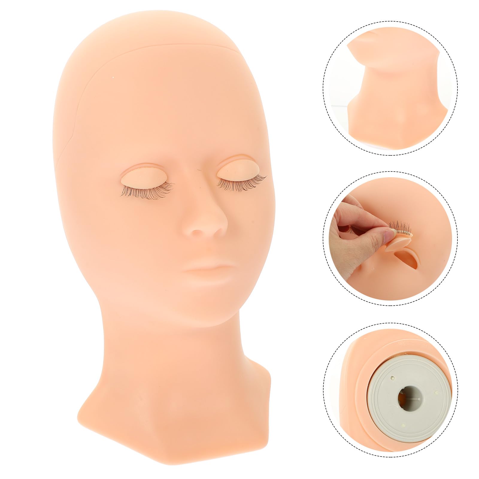 POPETPOP Mannequinkopf als Abschluss Geschenk mit Abnehmbarem Augenlid Silikon für Wimpernverlängerungstrainer und Wimpernverlängerungsmodell für Make Up Übung und Praxis