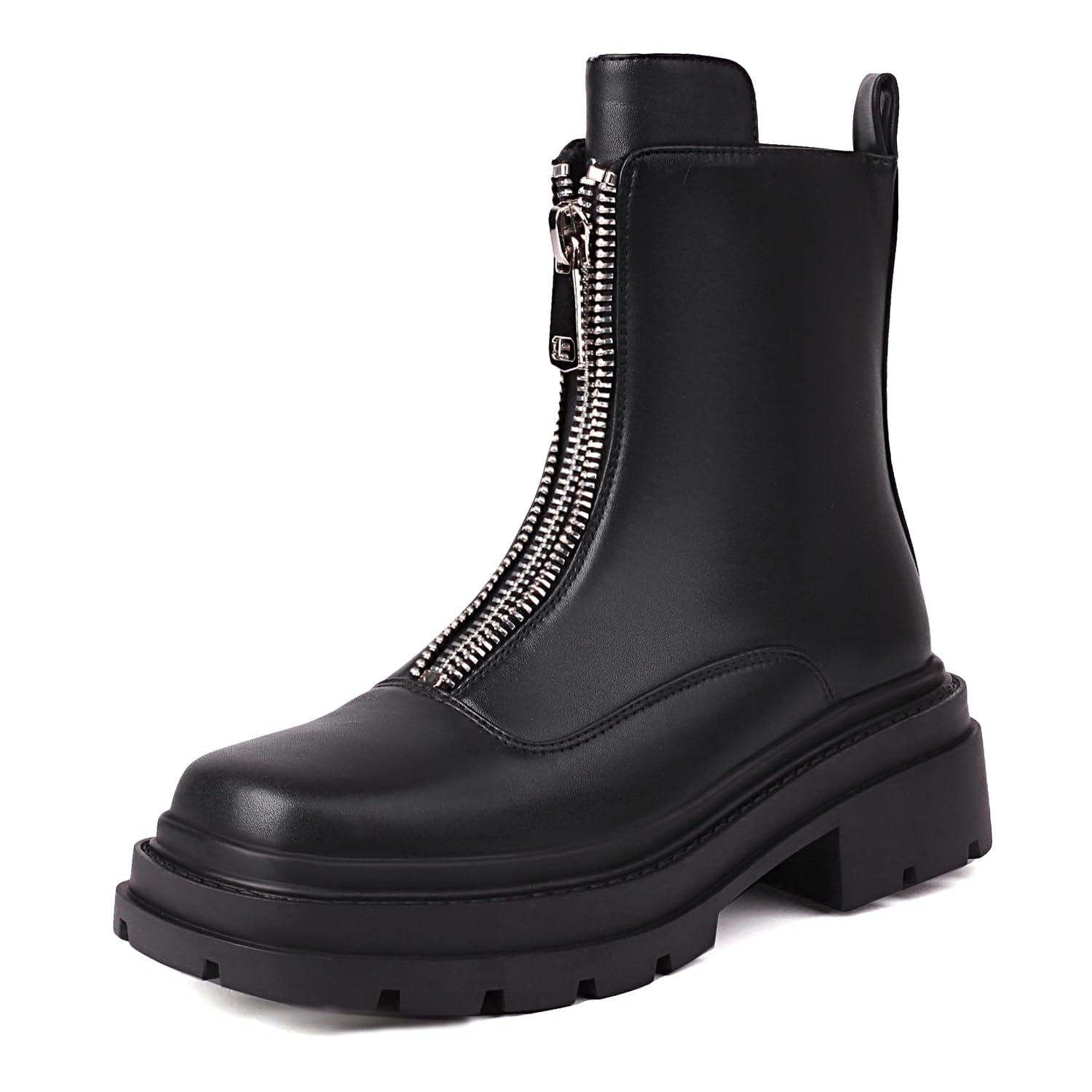 Latasa Women's Chunky Boots Platfrom Low Heel Ankle Booties with Zipper