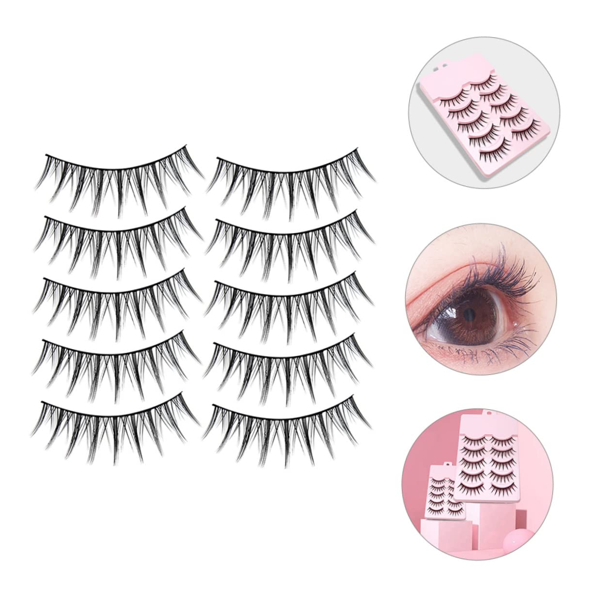 minkissy 50pares Pestañas Postizas Extensiones De Maquillaje Para Mujeres Kit De Pestañas Falsas y Ligeras Diseño Clásico y De Usar y Almacenar