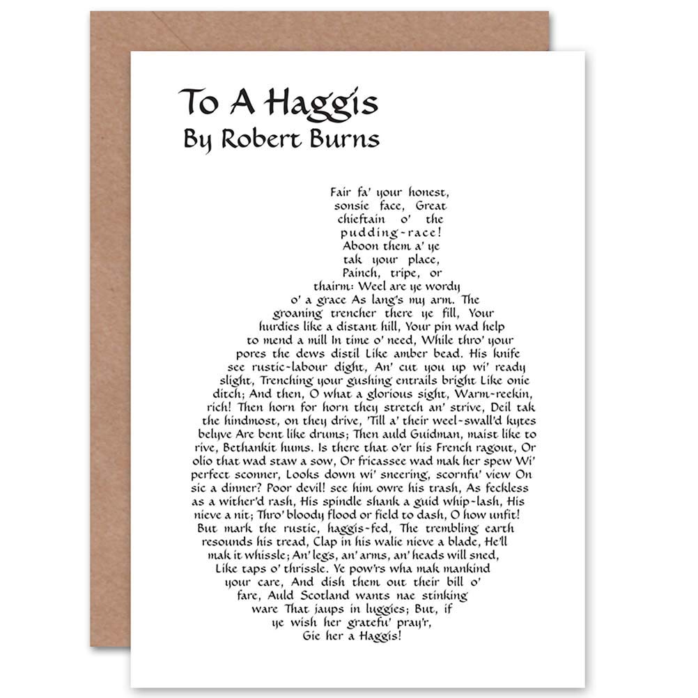 Wee Blue Coo ROBERT BURNS POEM LYRICS TO A HAGGIS SCOTLAND BLANK GREETINGS CARD