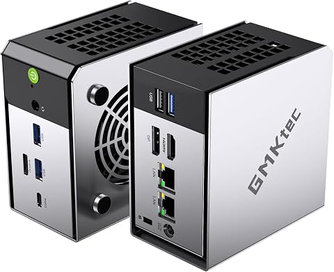 GMKtec Mini PC AMD Ryzen 5 PRO 6650H (Turbo 4.50GHz) 16GB DDR5 512GB NVME SSD Dual NIC LAN 2.5GbE Oculink, USB4, HDMI, USB-C Desktop Computer M8