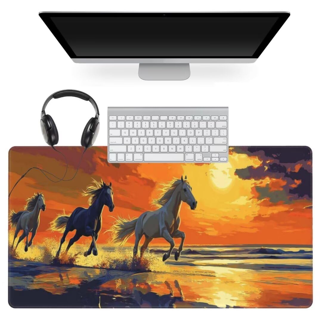 Tappetino Mouse Cavalli Tappetino Mouse XXL 1600 x 800 mm,Animali Tappetino Scrivania con Base In Gomma Antiscivolo,Tappetino Mouse Gaming Impermeabile Mouse Pad,Maggiore Precisione e Velocità qw255