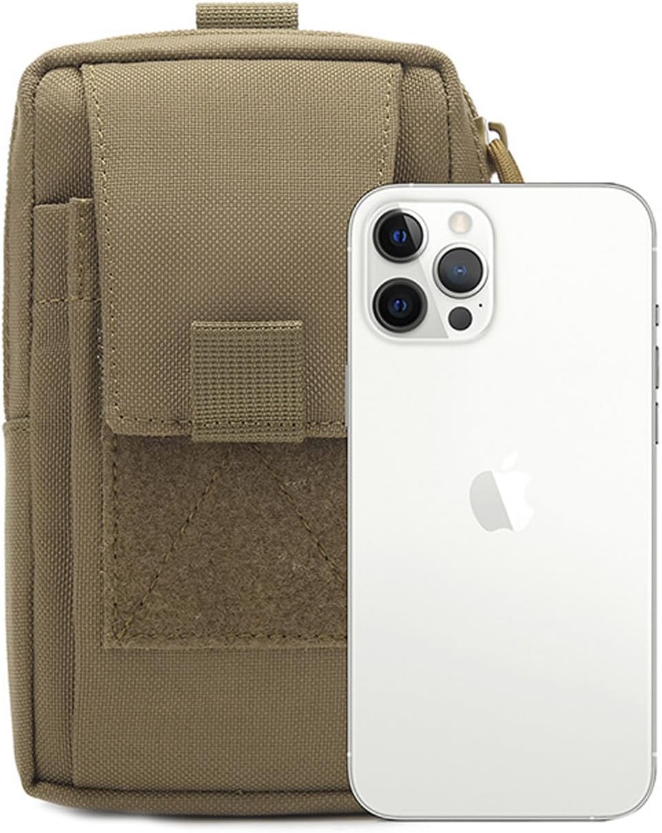 JUNENTER MOLLE タクティカルポーチ 携帯電話ポーチ バックパック ショルダーストラップバッグ ダブルジッパーポケット、