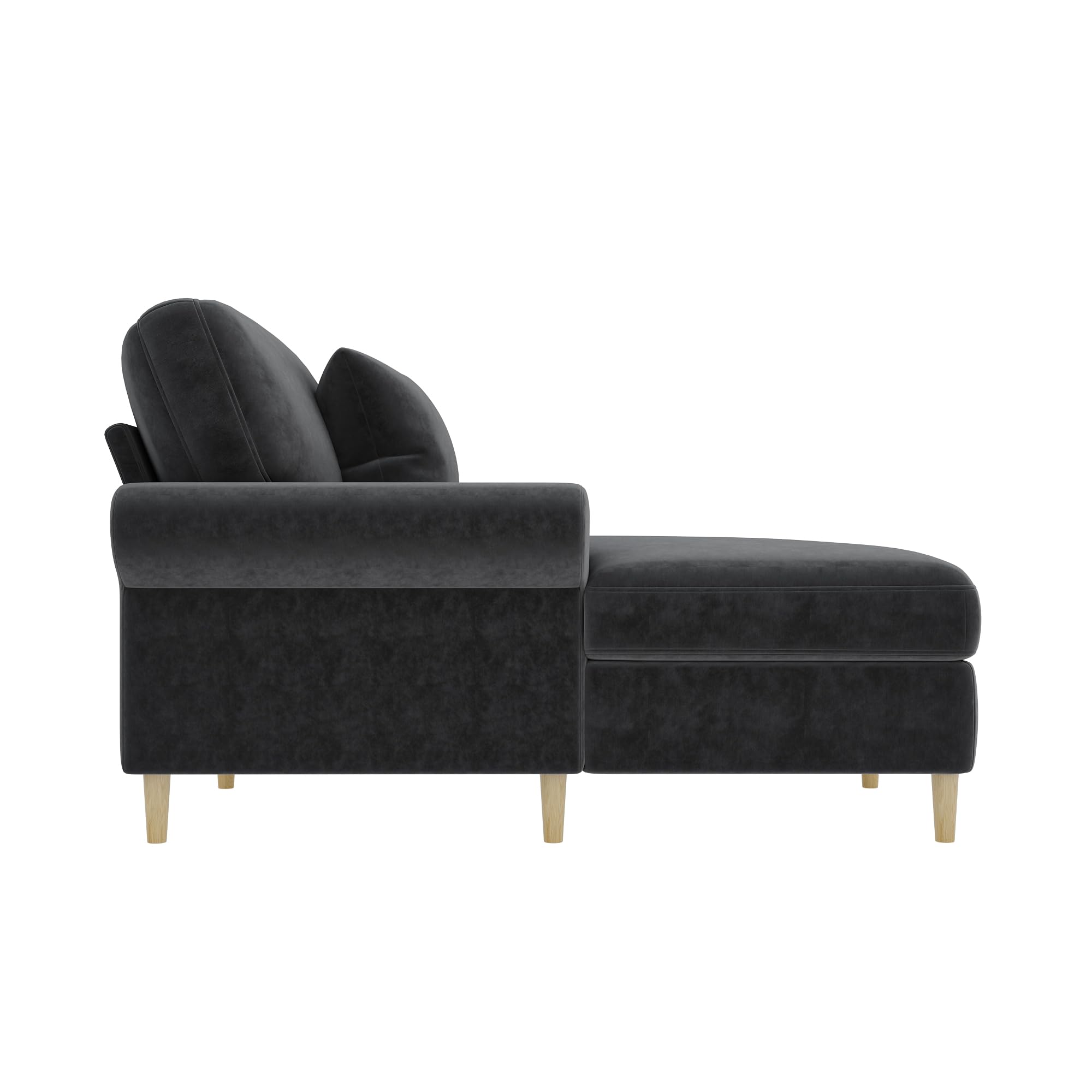 Zepneiy - Sofá de 1 plazas con acolchado y chaise longue plegable cómodo, puf para salón y dormitorio, terciopelo gris