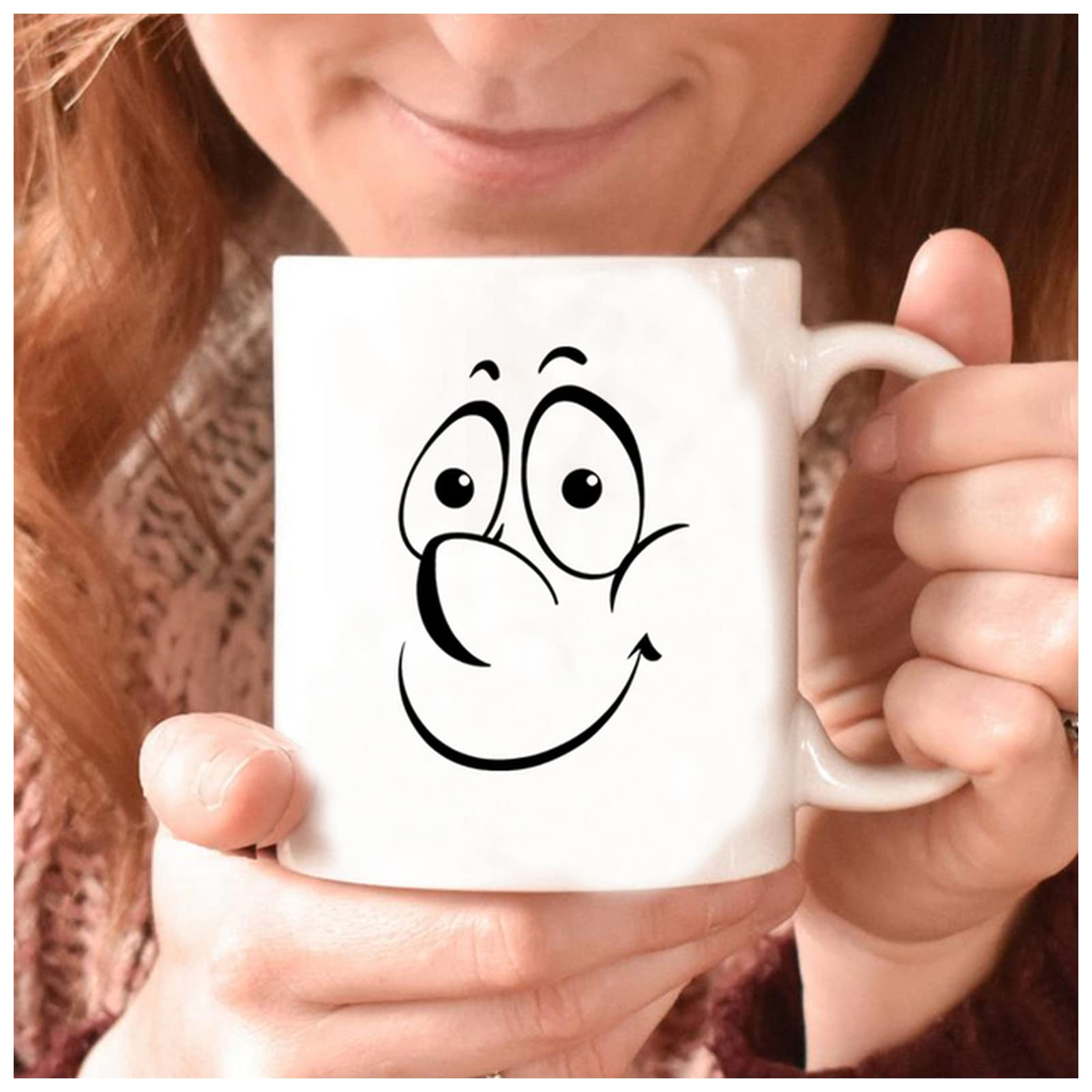 Kaffeetasse Lustige gesicht tassen niedlich freundliches lächeln coffe becher humor abstrakte gesicht tasse umweltfreundliche kaffeetasse keramik tassen idee geschenk Kaffeetasse Groß ( Color : 1 , Si Küche, Haushalt & Wohnen