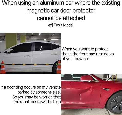 Miniatura 2 de BestDoorGuard Tesla - Protector de aluminio para puerta de coche, evita abolladuras, extraíble, no magnético, protector de puerta de auto