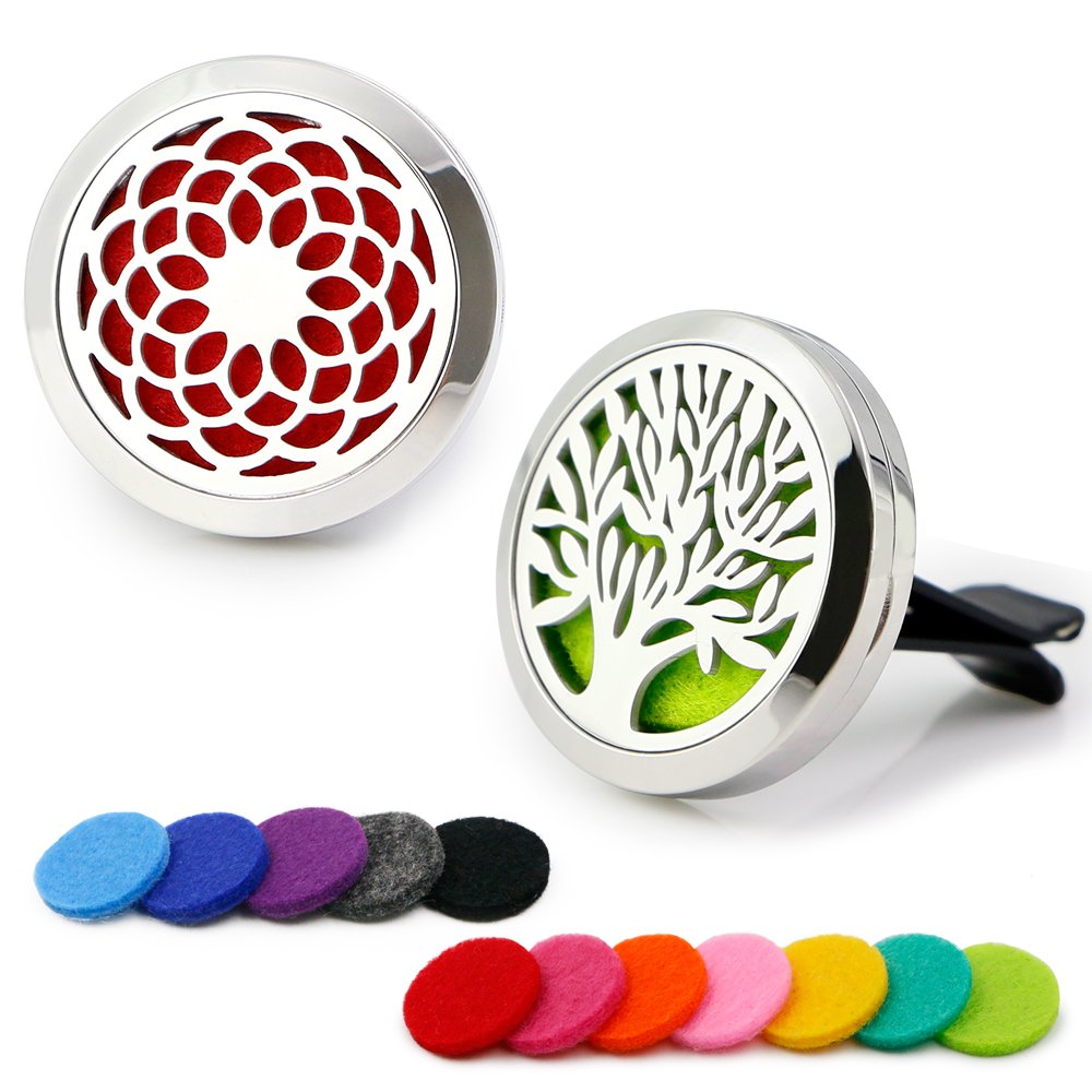 RoyAroma 2PCS 30mm Car Aromatherapy Essential Oil Diffuser, Stainless Steel Locket