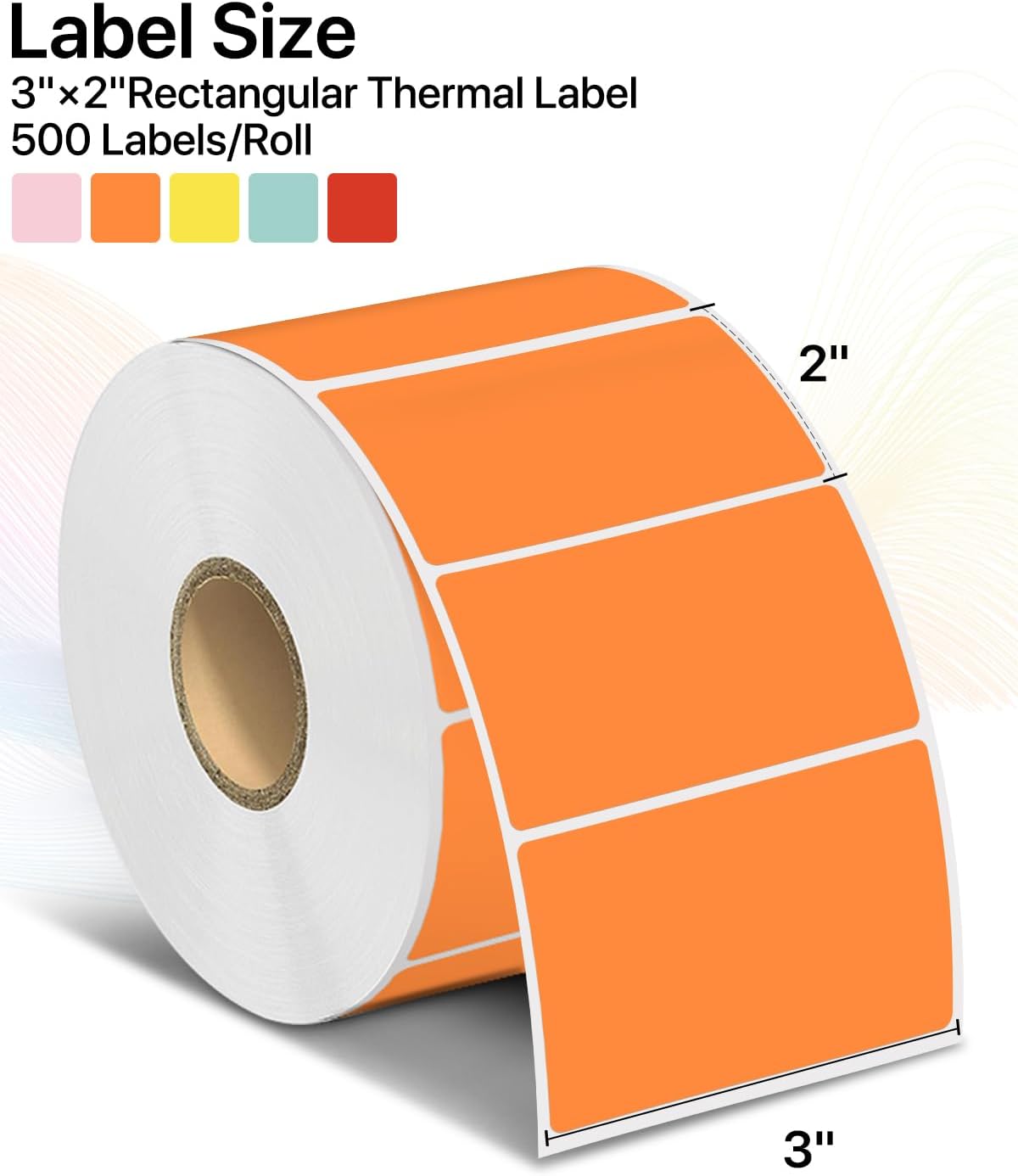Rectangle 3" x 2" Thermal Labels, Orange Thermal Printer Labels image 2