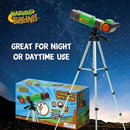 Nature Bound Telescope for Kids and Beginners, 16X Magnification and 15mm Lens for Indoor and Outdoor Use - Adjustable Tripod Included - for Kids Ages 6+, Green (NB538) 4 61b9FilMQBL. AC