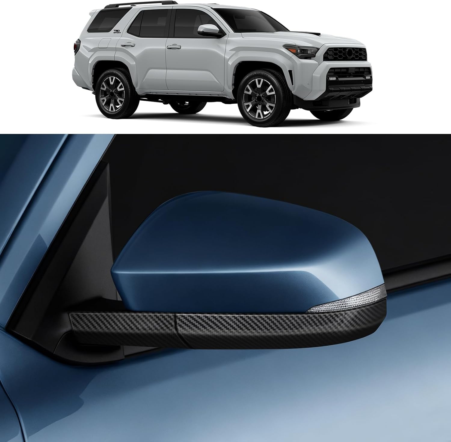 Rearview Mirror Trim for 2024-2026 Toyota 4runner & Tacoma Scratch-Resistant Tape Rearview Mirror Ornamental Plate Exterior Modification Accessories (carbon fiber pattern)