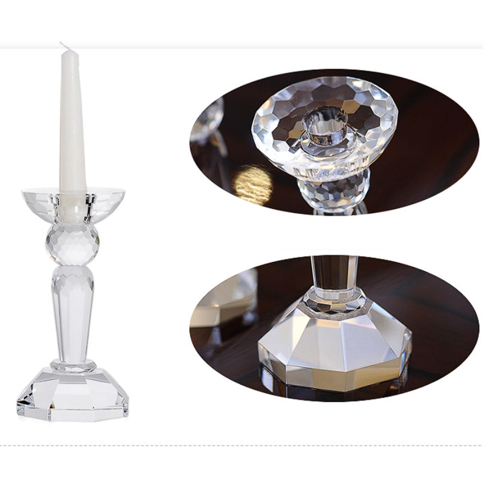 Ensemble de 3 bougeoirs en Cristal, Centre Table décoratif for Mariage, dîners aux chandelles, Verre fabriqué à la Main