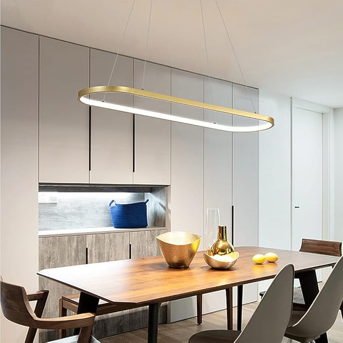 DDYY Moderne eettafel hanglamp LED dimbaar gouden ovale kroonluchter met afstandsbediening 54 W, eetkamer, keuken, woonkamer, verlichting, 120 cm photo 2
