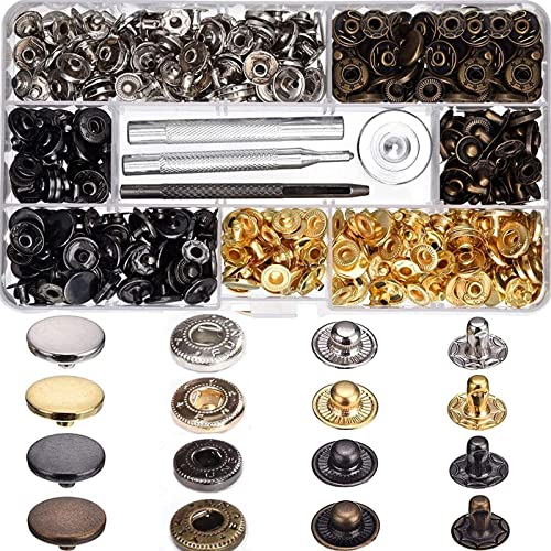 レザークラフト バネ ホック工具 スナップボタン カシメセット120セット カシメ打ち具セット スナップ留め具布革細工 服装 帽子 カバン 靴 ジーンズ アクセサリー DIY 手作り ハンドメイド 収納ケー（Amazon）