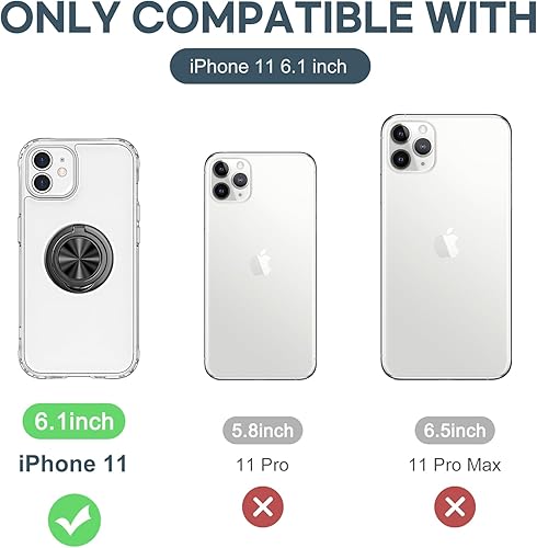 Miniatura 8 de Hython Funda transparente para iPhone 11 con soporte de anillo soporte de anillo giratorio de 360 con soporte magnético Soporte para automóvil Funda
