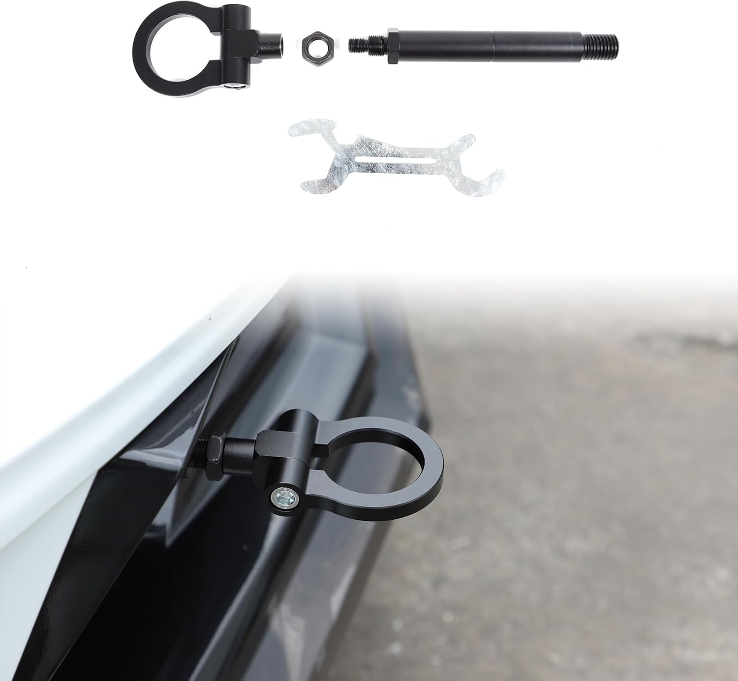 Track Racing Style Car Front Bumper Tow Hook Compatible with Chevrolet Corvette C8 2020 2021 2022 2023 2024 2025 Car Refitted Front Bumper Trailer Ring Eye Towing Tow Hook Kit Accessories (Black)