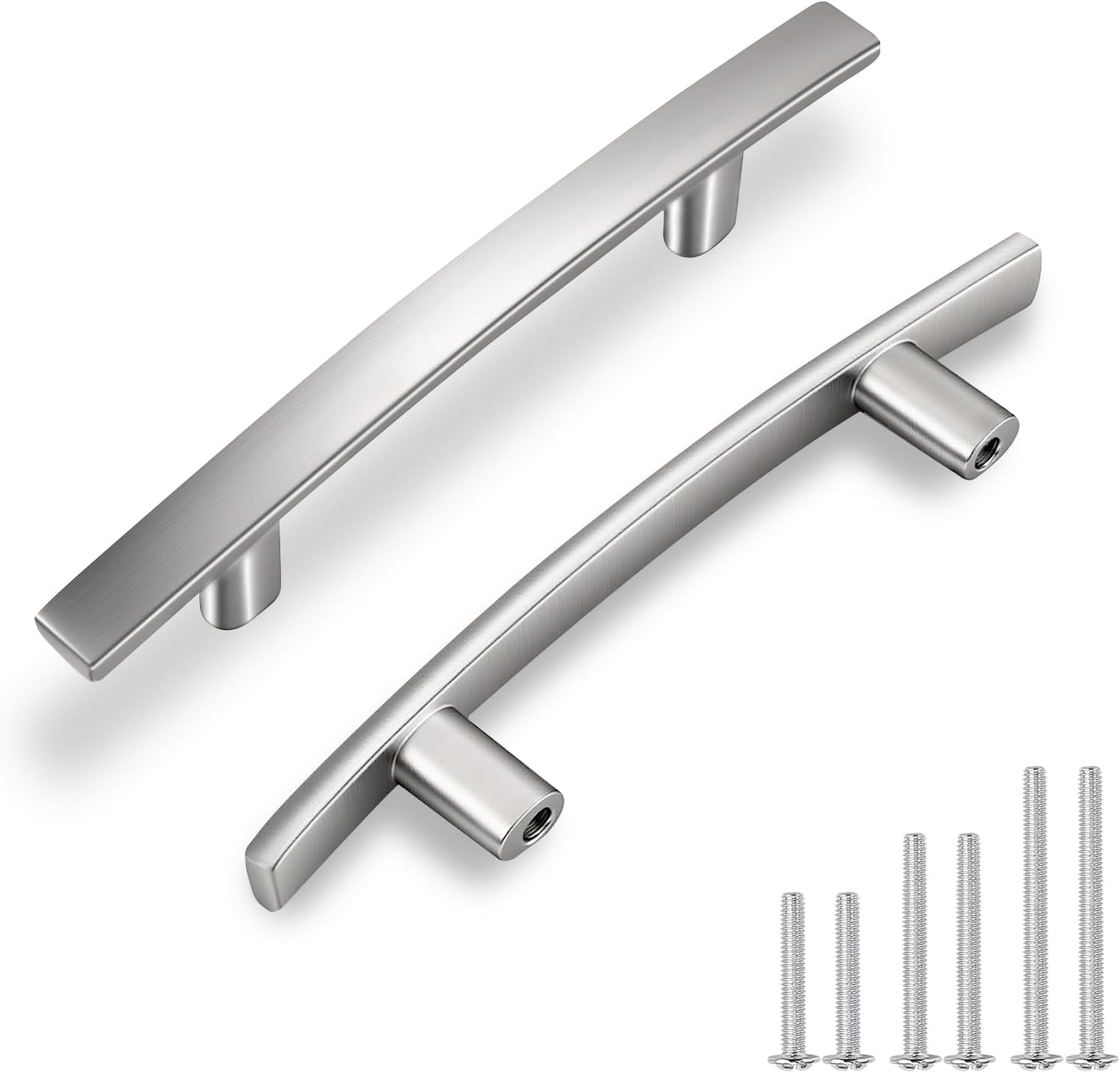 Brushed Nickel Cabinet Handles 20 Pack - 76mm (3 inch) Hole Spacing, Modern T-Bar Design Dresser Knobs, Drawer Pulls for Kitchen & Bathroom Cabinets
