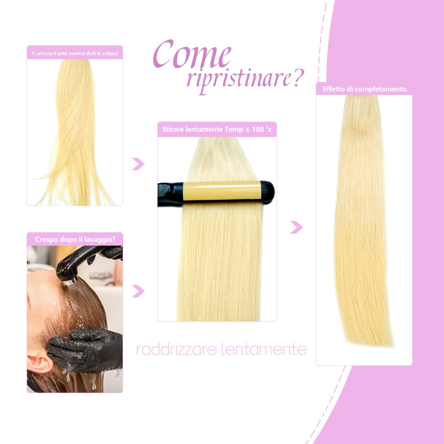 LieblichWelle Extension Capelli Veri Biadesivo Biondo Decolorato 60 cm, 20 pz, 50 g, Salon-Grade Qualità, Facili Comode da Indossare Per le Giovani Donne (Biondo Decolorato, 60 cm)