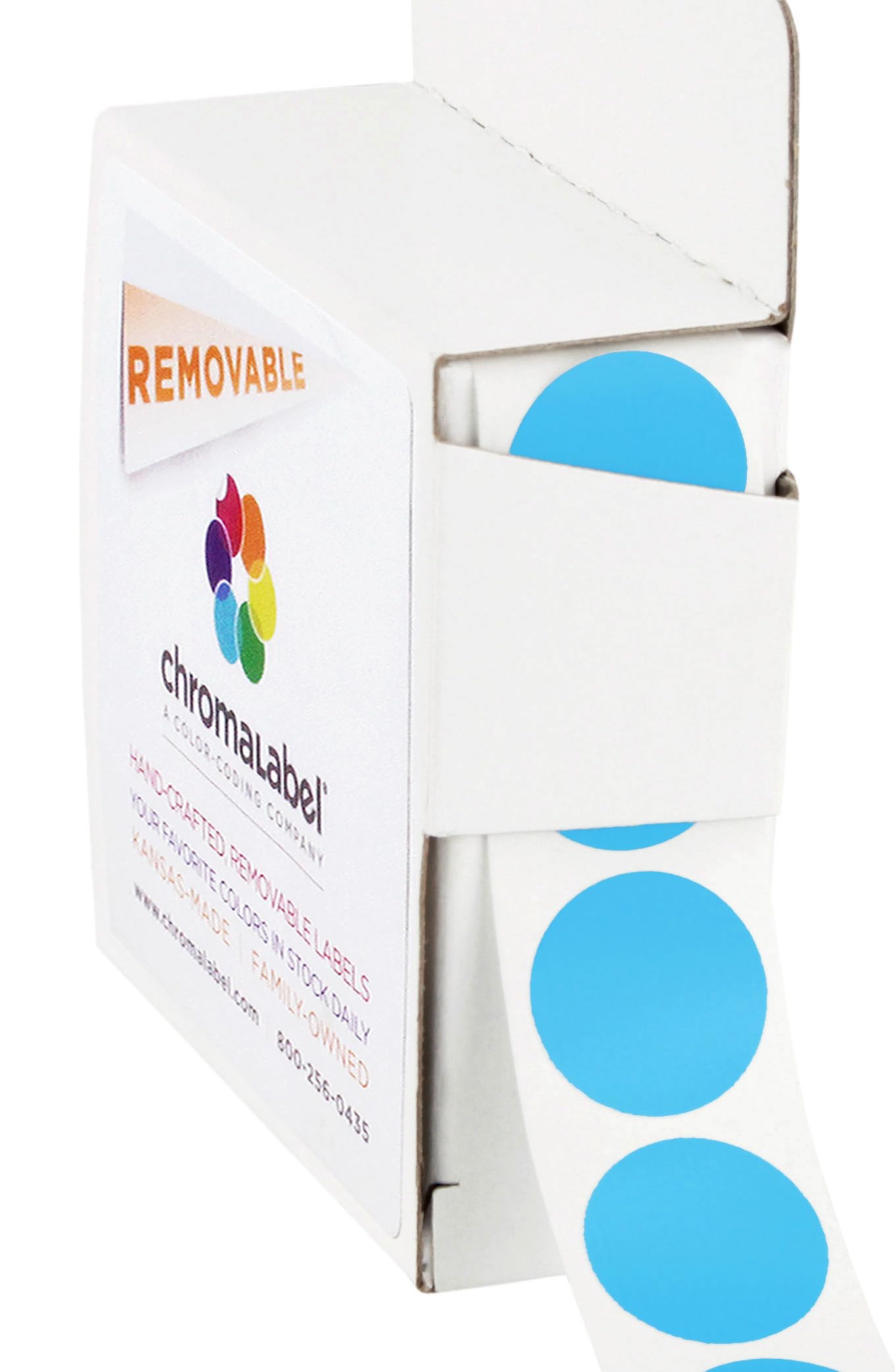 ChromaLabel Light Blue 0.75 inch Round Label Dots - 1000 Stickers with Dispenser Box