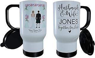 Scottish Bride & Groom Personalised Travel Mug,Scottish Custom Bride and Groom Travel Mug, Custom Scottish Wedding Mug, Scottish Wedding