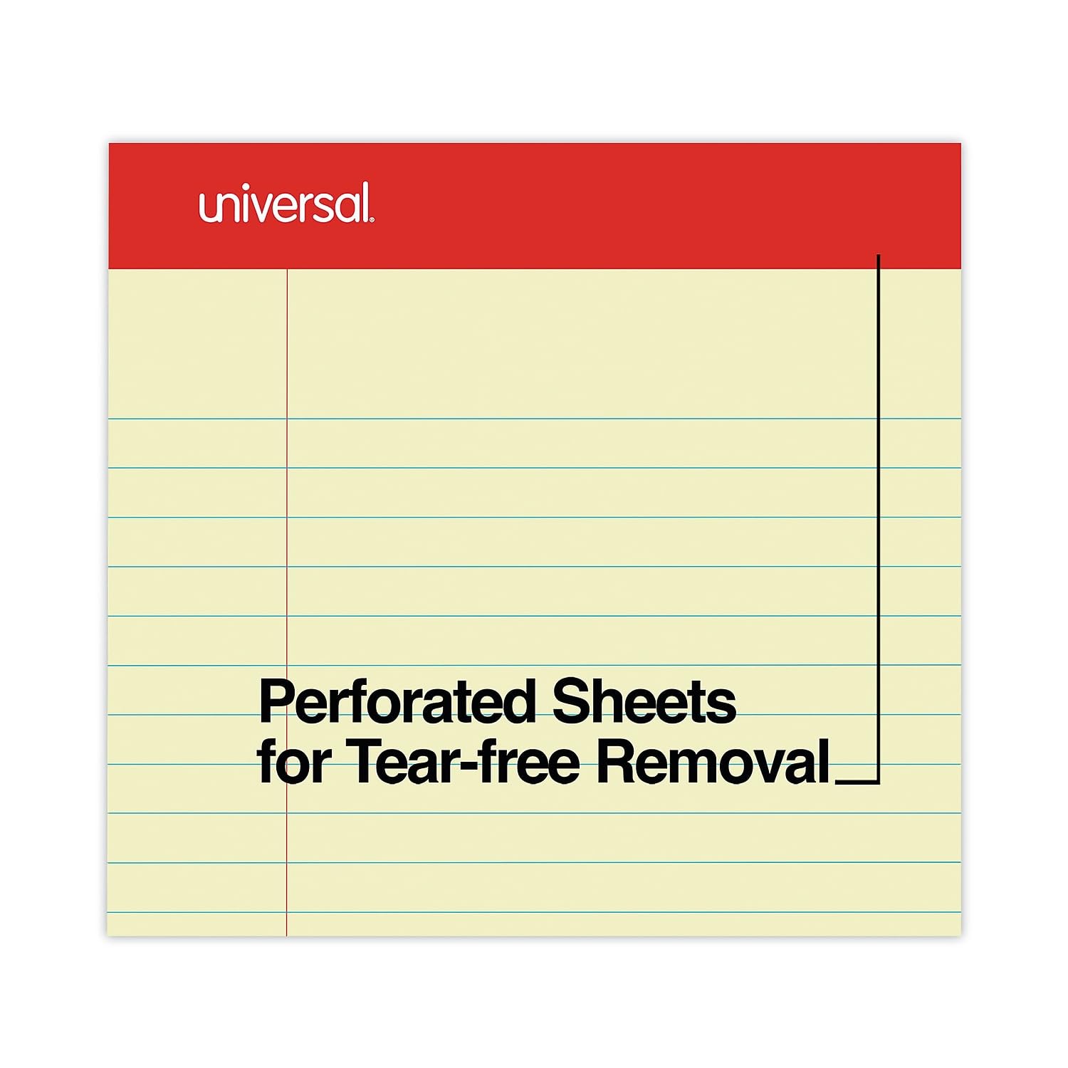 Universal 10630 Schreibblock mit perforiertem Rand, Rechts-/Randlineal, Buchstabe, Kanarienvogel, 50 Blatt (12 Blöcke pro Packung), 21,6 x 29,8 cm